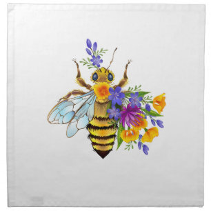 Flower bee with wild plants cloth napkin