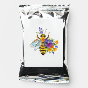 Flower bee with wild plants coffee drink mix