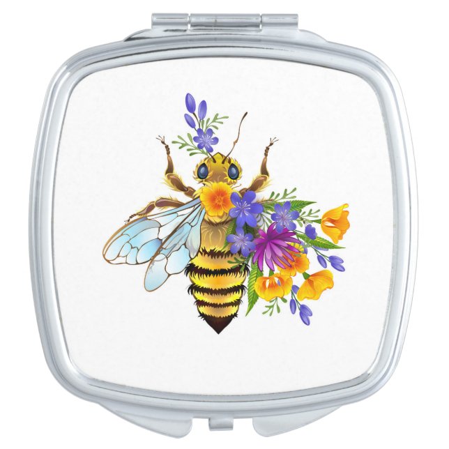 Flower bee with wild plants compact mirror (Front)