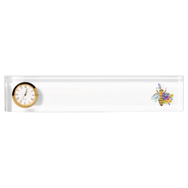 Flower bee with wild plants desk name plate (Front)