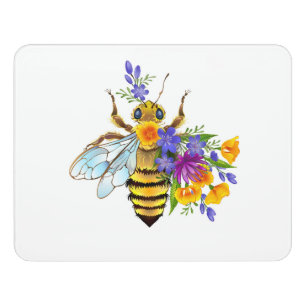 Flower bee with wild plants door sign