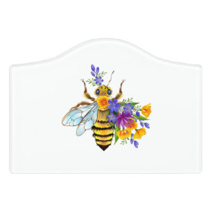 Flower bee with wild plants door sign