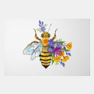 Flower bee with wild plants doormat