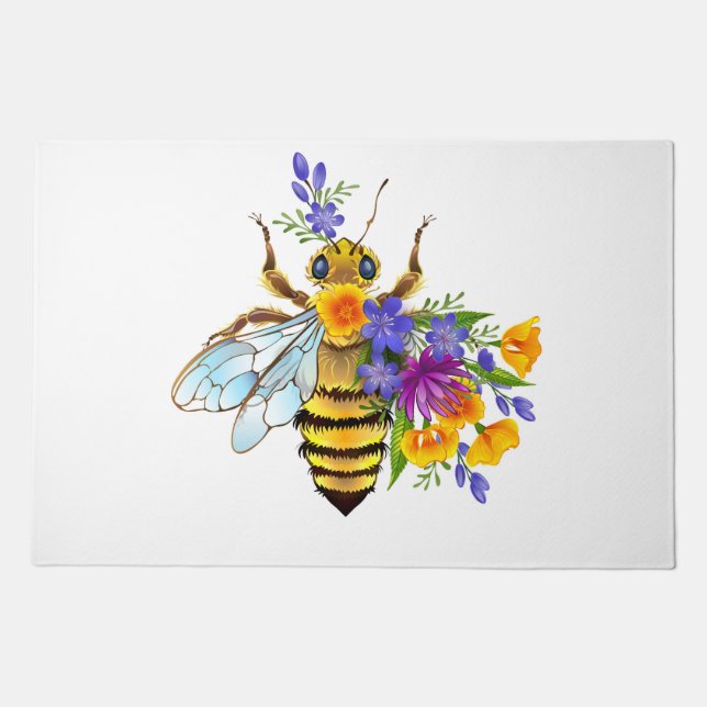 Flower bee with wild plants doormat (Front)