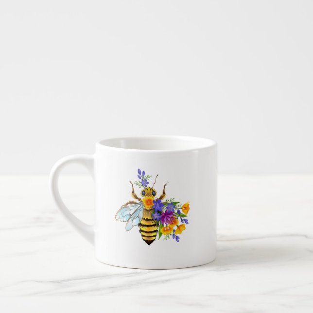 Flower bee with wild plants espresso cup (Left)