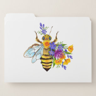 Flower bee with wild plants file folder