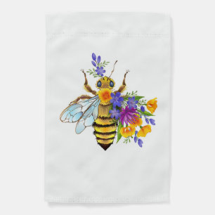 Flower bee with wild plants garden flag