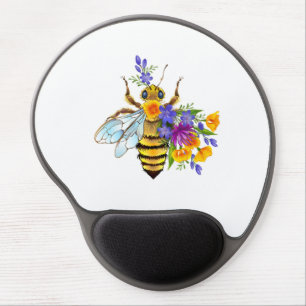 Flower bee with wild plants gel mouse pad