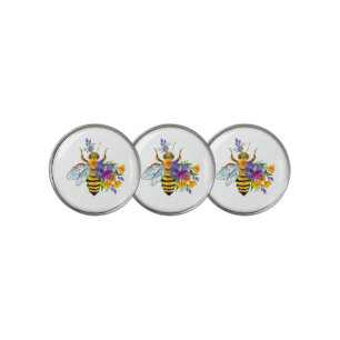 Flower bee with wild plants golf ball marker