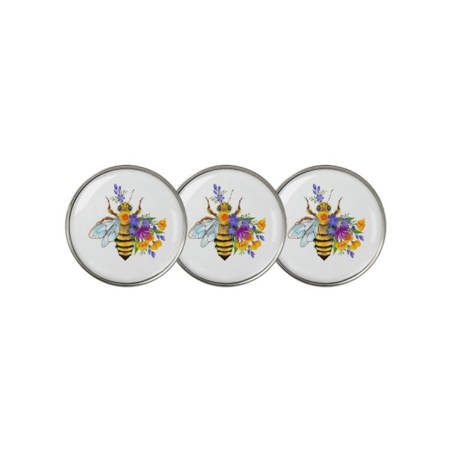 Flower bee with wild plants golf ball marker (3 Up)
