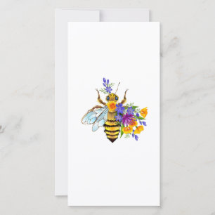 Flower bee with wild plants holiday card