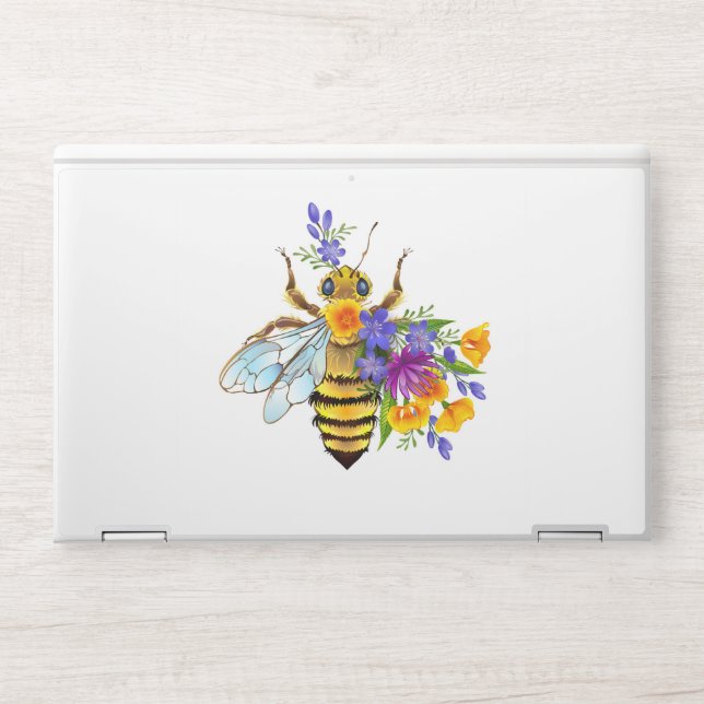Flower bee with wild plants HP laptop skin (Front)