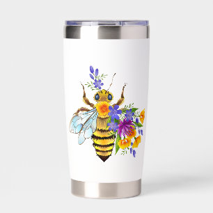 Flower bee with wild plants insulated tumbler