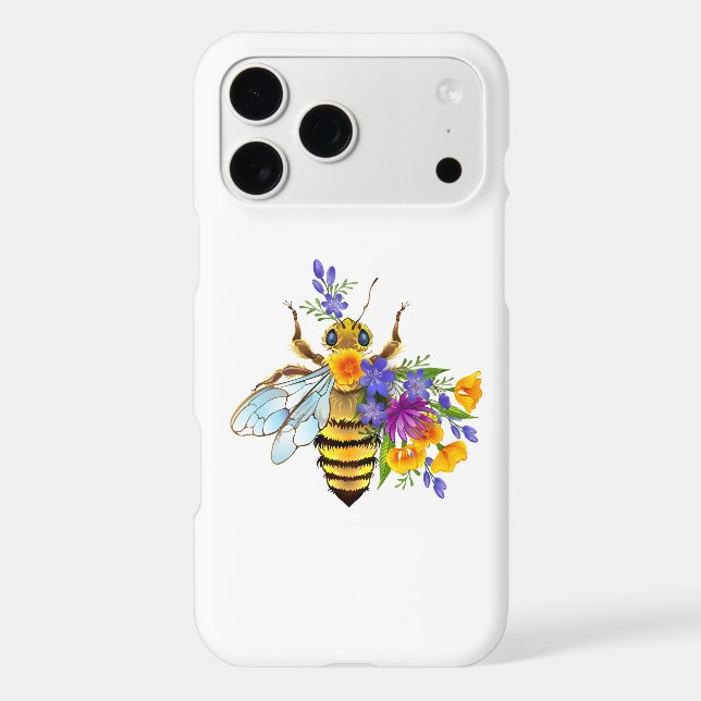 Flower bee with wild plants iPhone case (Back)