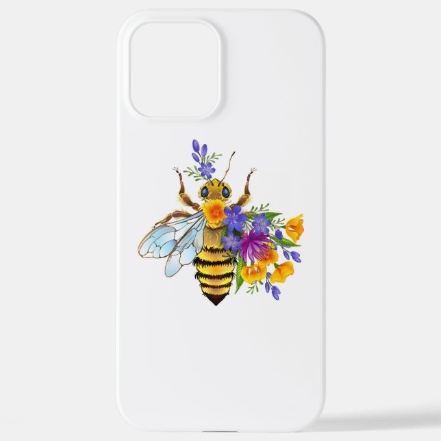 Flower bee with wild plants iPhone case (Back)