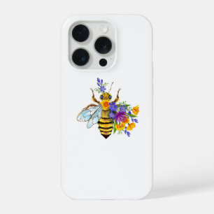 Flower bee with wild plants iPhone 15 pro case
