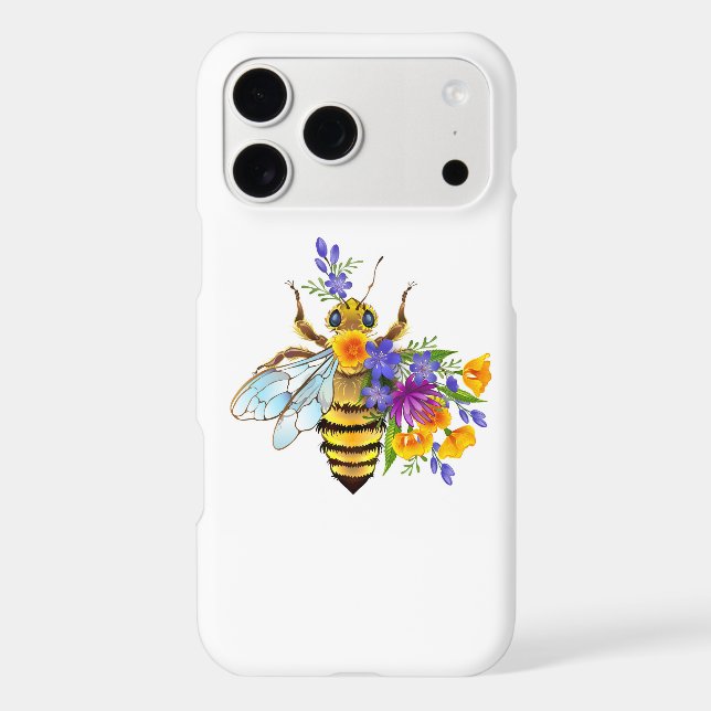 Flower bee with wild plants iphone case (Back)