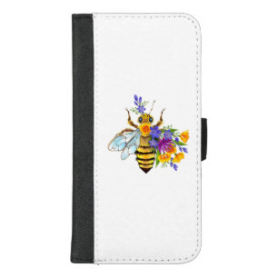 Flower bee with wild plants iPhone 8/7 plus wallet case