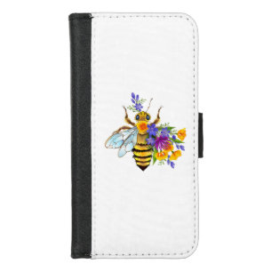 Flower bee with wild plants iPhone 8/7 wallet case