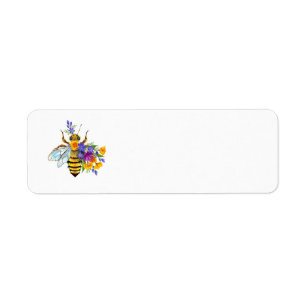 Flower bee with wild plants label