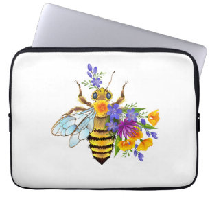 Flower bee with wild plants laptop sleeve