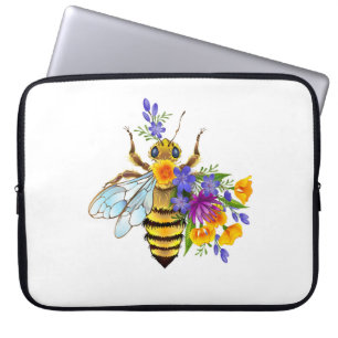 Flower bee with wild plants laptop sleeve