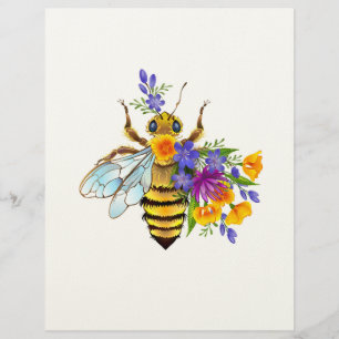 Flower bee with wild plants letterhead