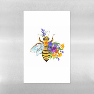 Flower bee with wild plants magnetic dry erase sheet