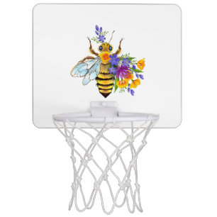 Flower bee with wild plants mini basketball hoop