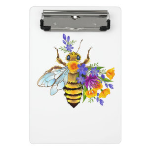 Flower bee with wild plants mini clipboard