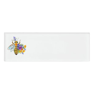 Flower bee with wild plants name tag