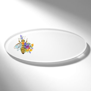 Flower bee with wild plants name tag