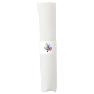 Flower bee with wild plants napkin bands