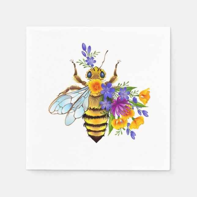 Flower bee with wild plants napkins (Front)