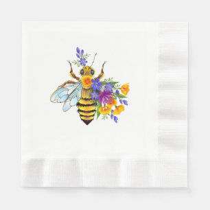 Flower bee with wild plants napkins