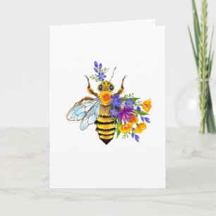 Flower bee with wild plants note card