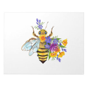 Flower bee with wild plants notepad