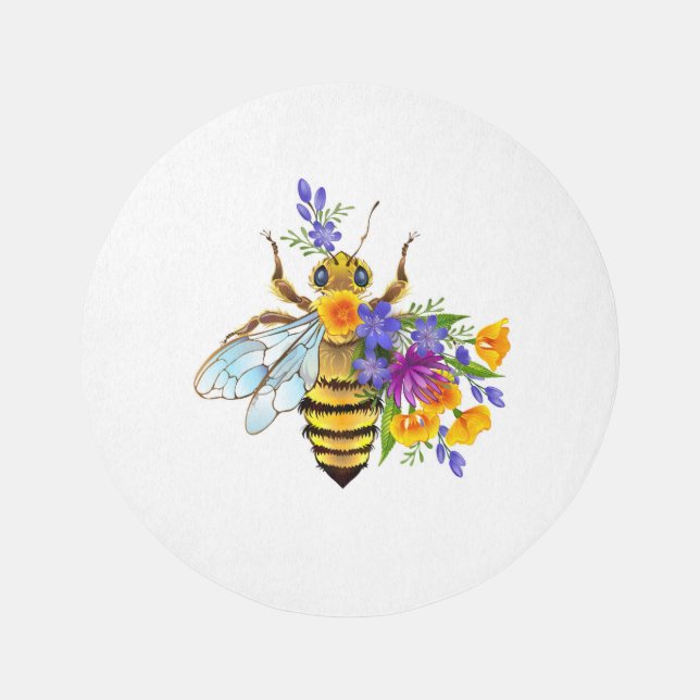 Flower bee with wild plants outdoor rug (Front)