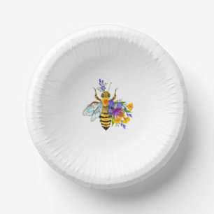 Flower bee with wild plants paper bowls