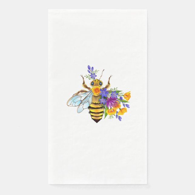 Flower bee with wild plants paper guest towels (Front)