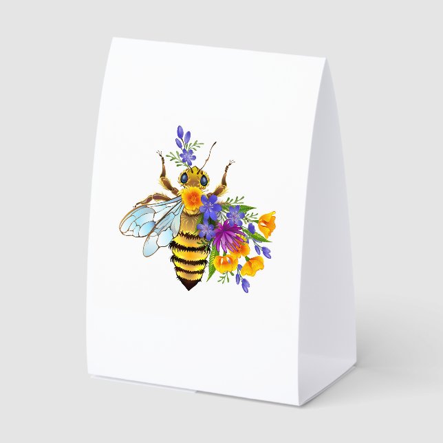 Flower bee with wild plants paper table tent  (Front)