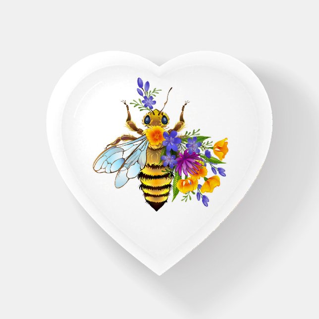 Flower bee with wild plants paperweight (Front)