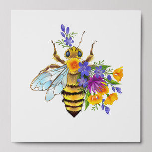 Flower bee with wild plants peel and stick photo tile