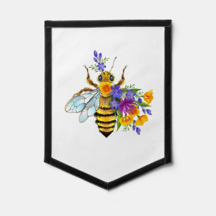 Flower bee with wild plants pennant