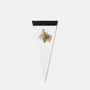 Flower bee with wild plants pennant flag