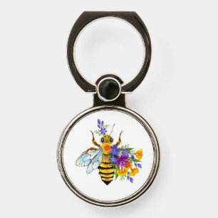 Flower bee with wild plants phone ring stand