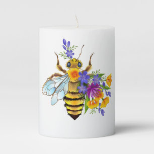 Flower bee with wild plants pillar candle