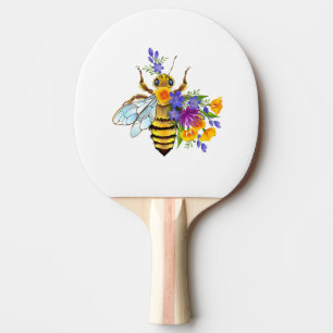 Flower bee with wild plants ping pong paddle
