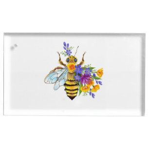Flower bee with wild plants place card holder