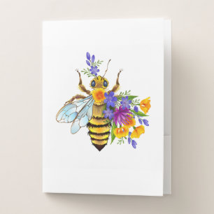 Flower bee with wild plants pocket folder
